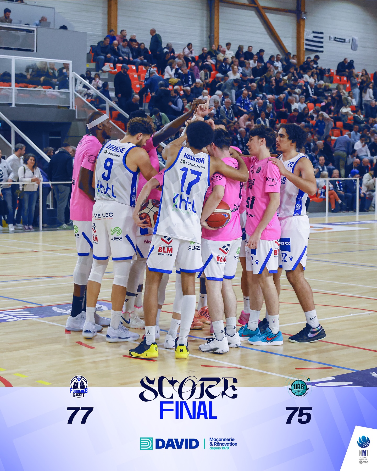 𝑺𝑪𝑶𝑹𝑬 𝑭𝑰𝑵𝑨𝑳 🏀
Dominants et devant à la mi-temps, nos Blues Brothers se sont fait peur face au gros retour des rennais en 2ème mi-temps ! 🥵
Mais à la fin c’est le PFB qui s’impose dans les dernières secondes 🤯🤩
Rendez-vous dès vendredi prochain face aux Sables, à la maison ! 🔥
👉🏼 Présenté par notre partenaire @david_.construction