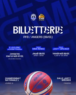 👉🏼🎫 𝑩𝑰𝑳𝑳𝑬𝑻𝑻𝑬𝑹𝑰𝑬
🆚 Angers | 📆 Ven. 09/01 | ⌚️ 20h30 | 🏟️ Salle Justy Specker
👉🏼 Disponible au Leclerc Lécousse/Fougères