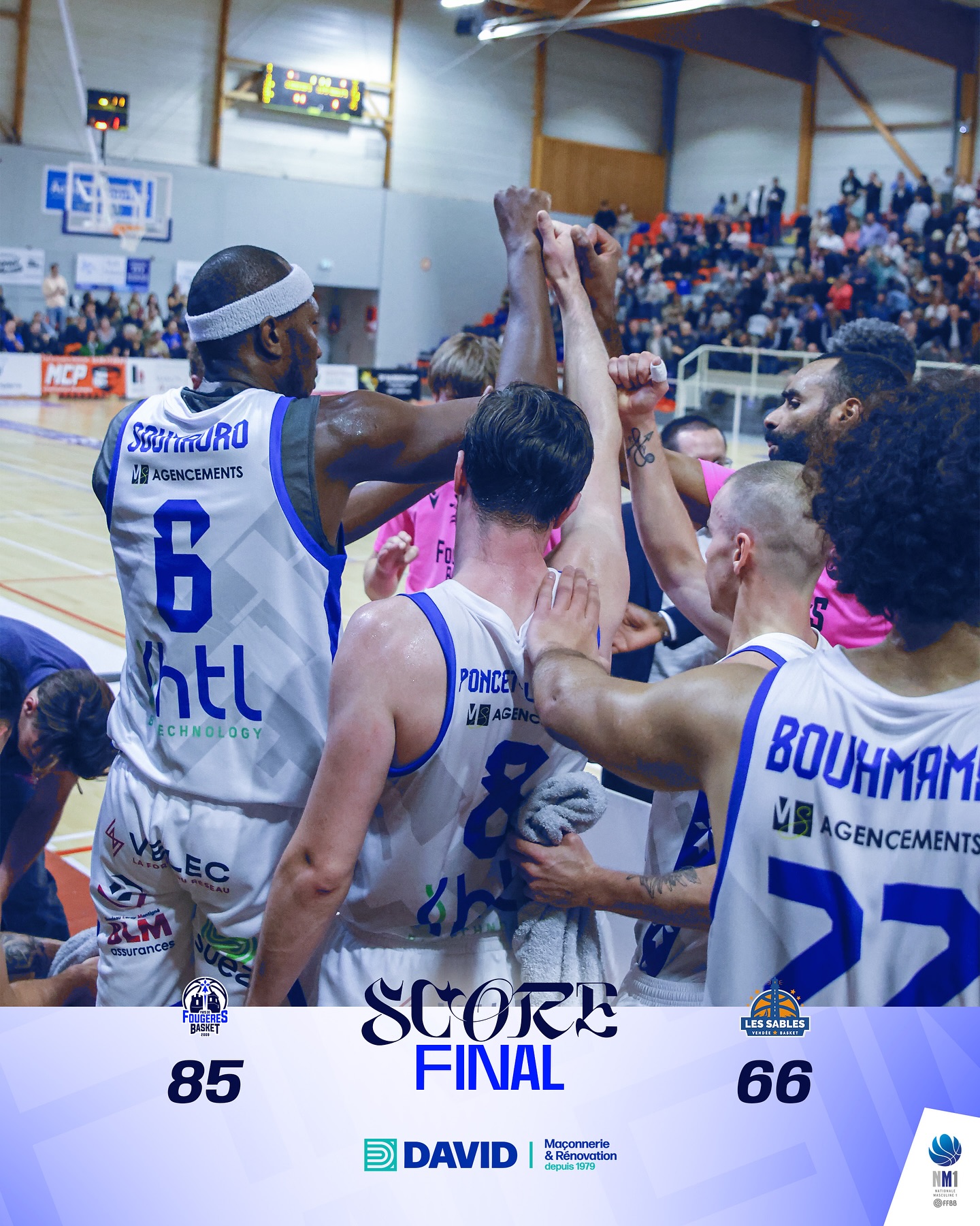 𝑺𝑪𝑶𝑹𝑬 𝑭𝑰𝑵𝑨𝑳 🏀
Soirée exceptionnelle à Justy pour Halloween ! 🎃💥
Nos gars s’offrent le leader de la poule dans une ambiance folle à la maison 🤯🫶🏼
Prochain match à Levallois avant d’accueillir Tours à la maison vendredi prochain ! 🏀
👉🏼 Présenté par notre partenaire @david_.construction
