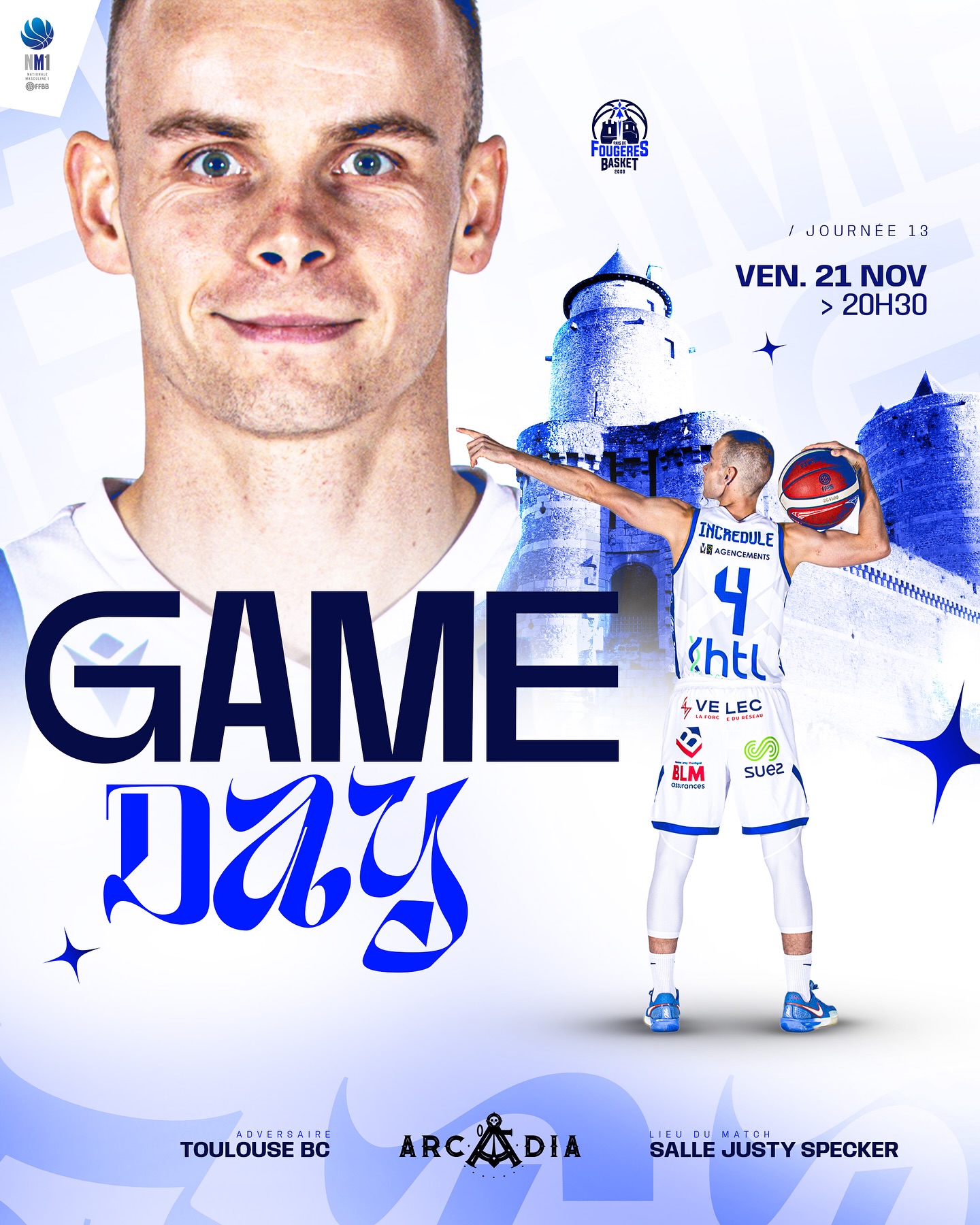 𝑮𝑨𝑴𝑬 𝑫𝑨𝒀 ⚔️

ℹ️ NM1 | J13 🆚 @toulousebasketball_club 

On clôture les matchs aller avec la réception des toulousains à Justy Specker, ce soir à 20h30 ! 💥

📺 Live match > YouTube LSEI TV
📲 Live score en story Instagram

👉🏼 Présenté par notre partenaire @larcadiafougeres