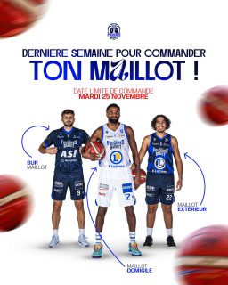𝐏𝐥𝐮𝐬 𝐪𝐮’𝐮𝐧𝐞 𝐬𝐞𝐦𝐚𝐢𝐧𝐞 𝐩𝐨𝐮𝐫 𝐜𝐨𝐦𝐦𝐚𝐧𝐝𝐞𝐫 ! 🤩🎽

Disponibles du 3XS au 5XL, nos maillots officiels n’attendent que vous ! 🤩🔥

👉🏼 Pour commander le votre, c’est simple :

- Venir nous voir aux permanences de vente, jeudi soir de 18h00 à 19h30 ou mardi 25/11 de 18h00 à 19h00, salle Mimi Renno ! 

- Ou imprimer et remplir le bon de commande à disponible sur notre site (Onglet Boutique), puis le déposer avec le règlement au siège du club ou lors des permanences.

👉🏼 Commande possible jusqu’au 25/11 - Livraison fin Janvier.