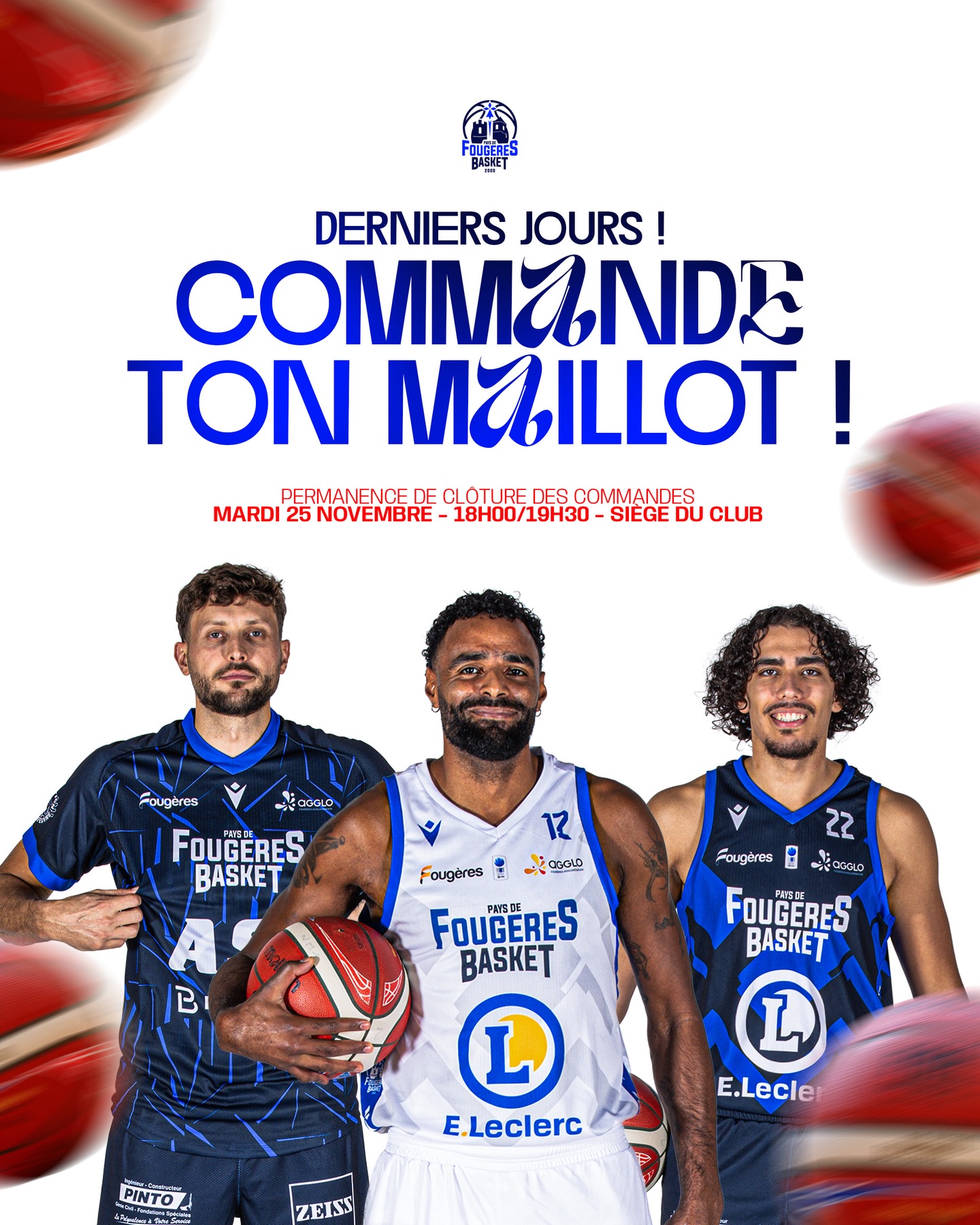 𝐃𝐞𝐫𝐧𝐢𝐞̀𝐫𝐞 𝐜𝐡𝐚𝐧𝐜𝐞 𝐩𝐨𝐮𝐫 𝐜𝐨𝐦𝐦𝐚𝐧𝐝𝐞𝐫 ! 🚨🎽
Derniers jour pour commander votre maillot des Blues Brothers ! ⏳😎
Permanence de clôture des ventes, ce mardi 25/11 de 18h00 à 19h30, salle Mimi Renno ! 🔥
