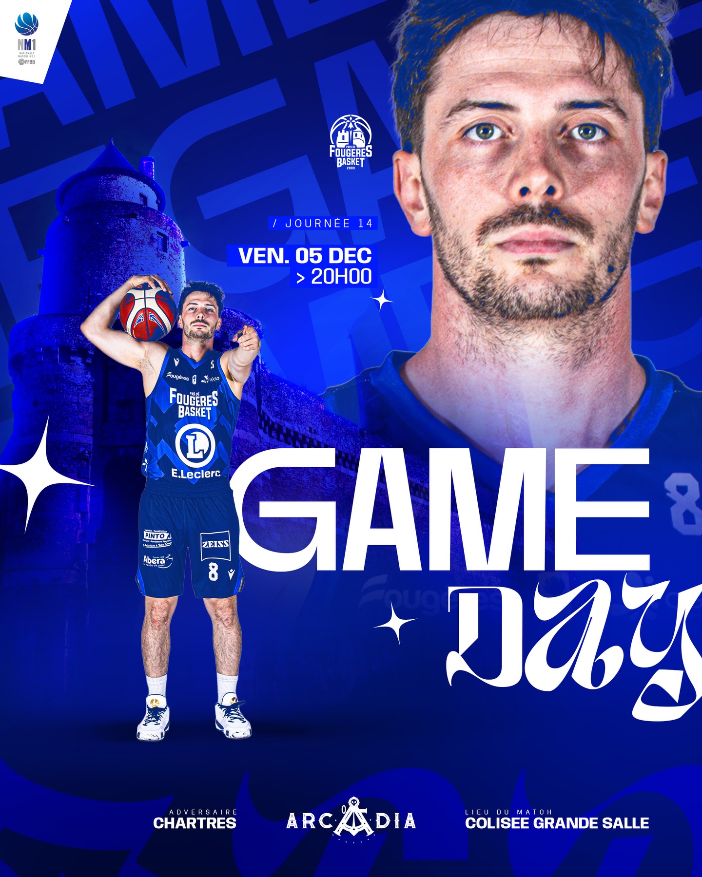 𝑮𝑨𝑴𝑬 𝑫𝑨𝒀 ⚔️
ℹ️ NM1 | J14 🆚 @ccmbasket
C’est reparti en Nationale 1 ! Direction Chartres pour entamer les matchs retour 🔥
📺 Live match > YouTube Chartres TV
📲 Live score en story Instagram
👉🏼 Présenté par notre partenaire @larcadiafougeres